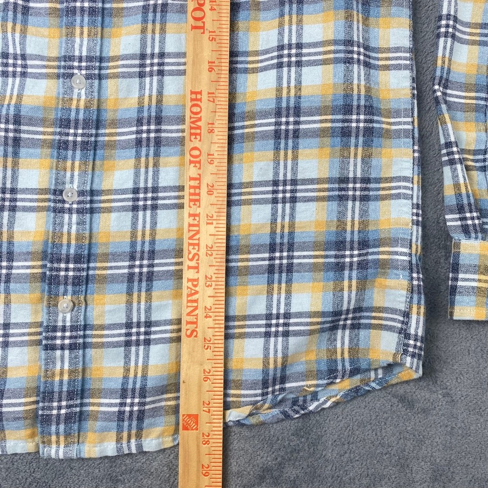 Prana Mens Medium Flannel Shirt Blue Yellow Plaid Organic Cotton Blend - Picture 11 of 11